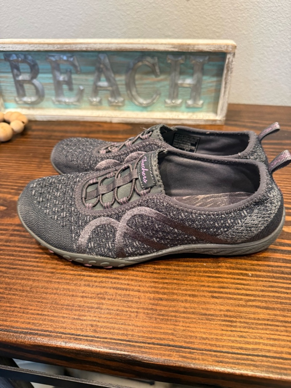 Skechers Womens Active Breathe Easy Fortune knit Slip On Sneaker Gray Sz 7 - Picture 4 of 7